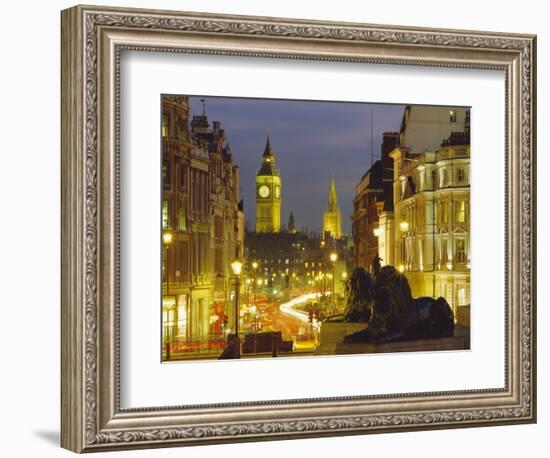 Evening View from Trafalgar Square Down Whitehall with Big Ben in the Background, London, England-Roy Rainford-Framed Photographic Print