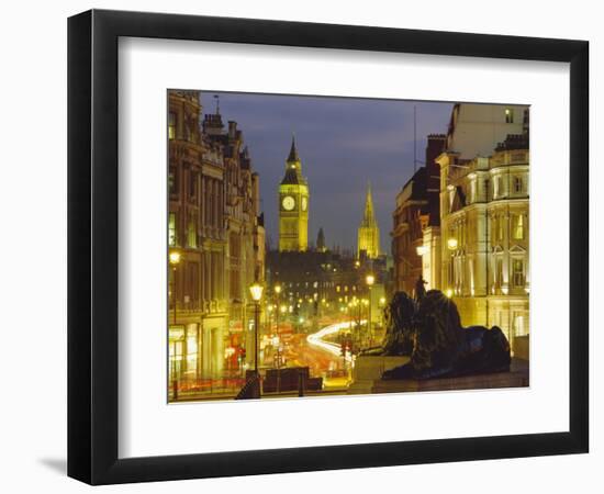 Evening View from Trafalgar Square Down Whitehall with Big Ben in the Background, London, England-Roy Rainford-Framed Photographic Print