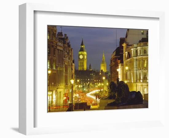 Evening View from Trafalgar Square Down Whitehall with Big Ben in the Background, London, England-Roy Rainford-Framed Photographic Print