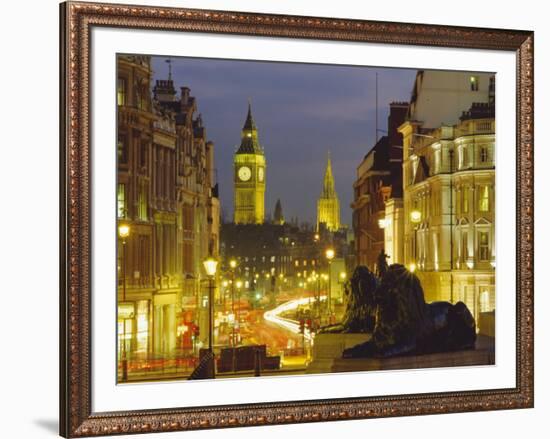 Evening View from Trafalgar Square Down Whitehall with Big Ben in the Background, London, England-Roy Rainford-Framed Photographic Print