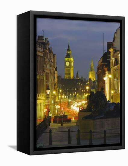 Evening View from Trafalgar Square Down Whitehall with Big Ben in the Background, London, England-Roy Rainford-Framed Premier Image Canvas