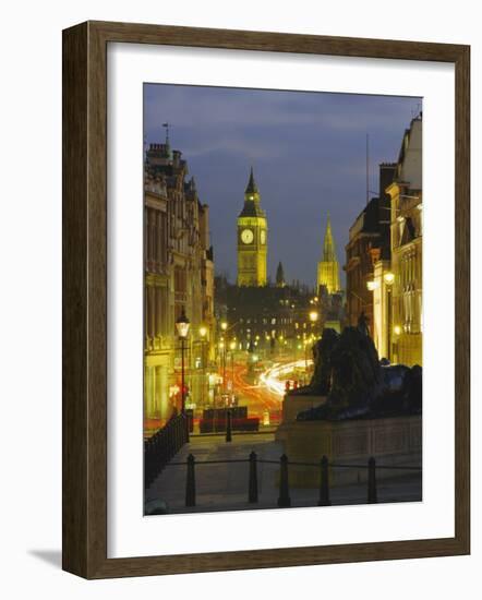 Evening View from Trafalgar Square Down Whitehall with Big Ben in the Background, London, England-Roy Rainford-Framed Photographic Print