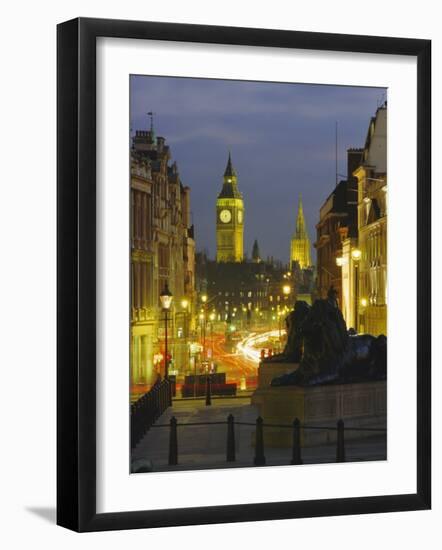 Evening View from Trafalgar Square Down Whitehall with Big Ben in the Background, London, England-Roy Rainford-Framed Photographic Print