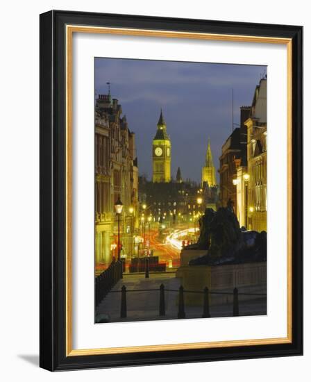 Evening View from Trafalgar Square Down Whitehall with Big Ben in the Background, London, England-Roy Rainford-Framed Photographic Print