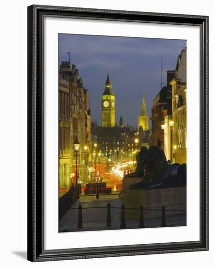 Evening View from Trafalgar Square Down Whitehall with Big Ben in the Background, London, England-Roy Rainford-Framed Photographic Print