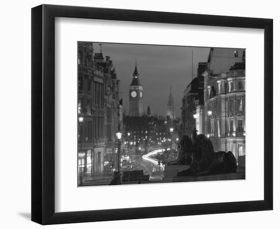 Evening View from Trafalgar Square Down Whitehall with Big Ben in the Background, London, England-Roy Rainford-Framed Photographic Print