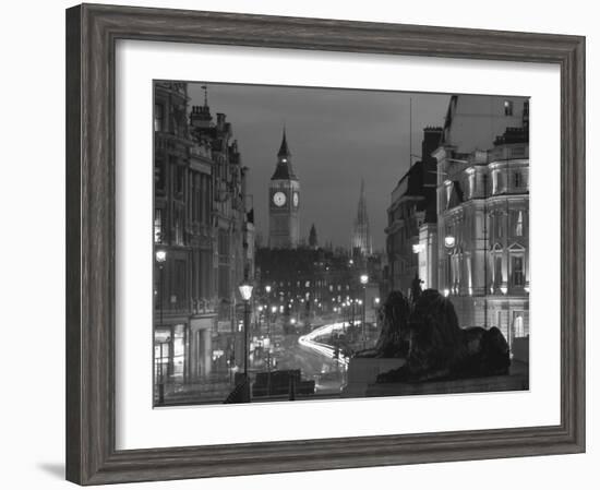 Evening View from Trafalgar Square Down Whitehall with Big Ben in the Background, London, England-Roy Rainford-Framed Photographic Print