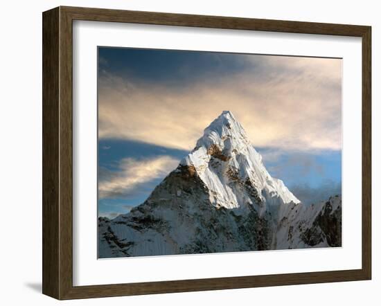 Evening View of Ama Dablam with Beautiful Clouds on the Way to Everest Base Camp - Nepal-Daniel Prudek-Framed Photographic Print
