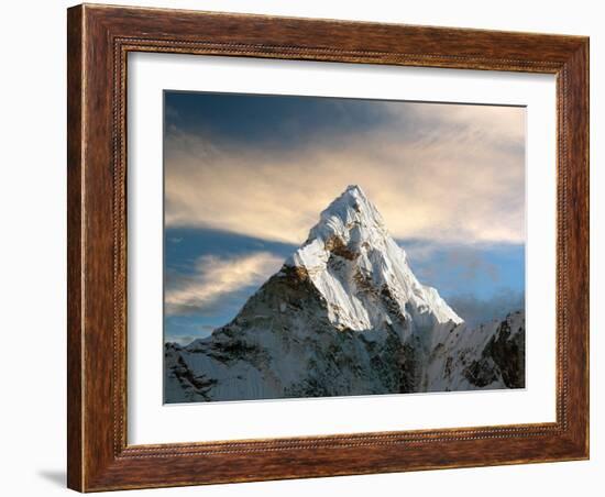 Evening View of Ama Dablam with Beautiful Clouds on the Way to Everest Base Camp - Nepal-Daniel Prudek-Framed Photographic Print