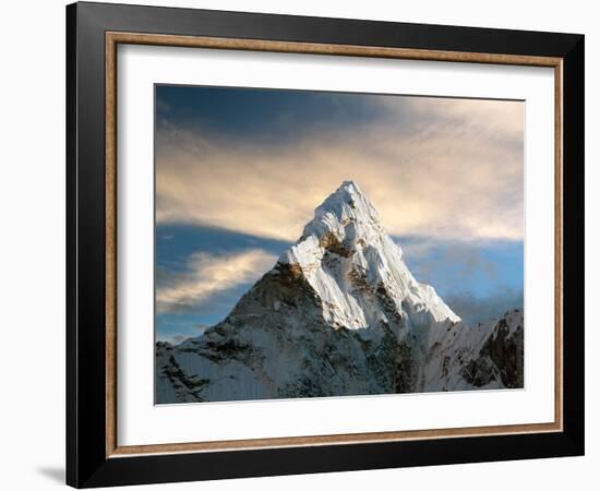 Evening View of Ama Dablam with Beautiful Clouds on the Way to Everest Base Camp - Nepal-Daniel Prudek-Framed Photographic Print