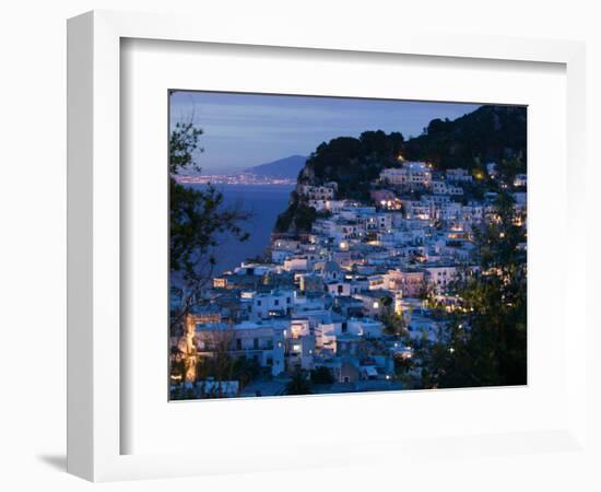 Evening View of Capri Town from Via Castello, Bay of Naples, Campania, Italy-Walter Bibikow-Framed Photographic Print