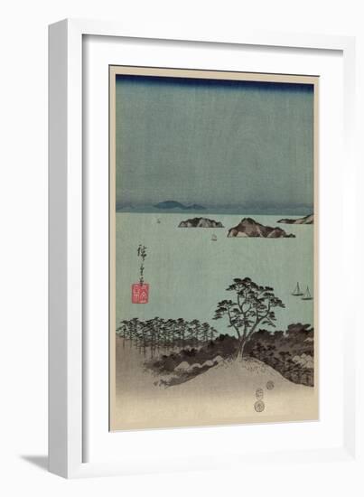 Evening View of Eight Famous Sites at Kanazawa in Musashi Province (Uyokanazawa Hassshoyakei) No.1-Ando Hiroshige-Framed Premium Giclee Print