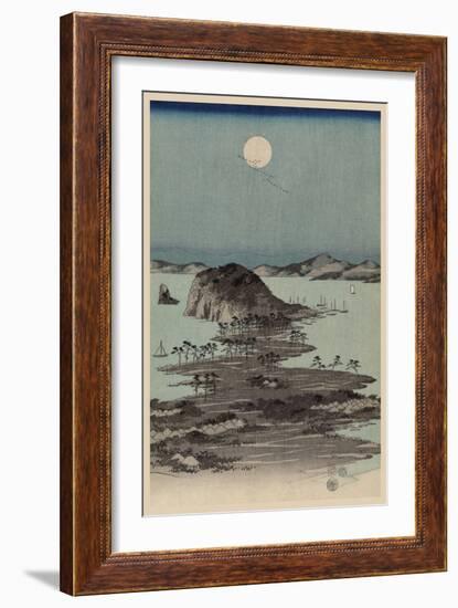 Evening View of Eight Famous Sites at Kanazawa in Musashi Province (Uyokanazawa Hassshoyakei) No.1-Ando Hiroshige-Framed Art Print