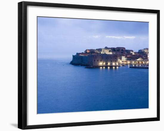 Evening View of Harbour and Waterfront of Dubrovnik Old Town, Dalmatia, Croatia, Adriatic, Europe-Martin Child-Framed Photographic Print