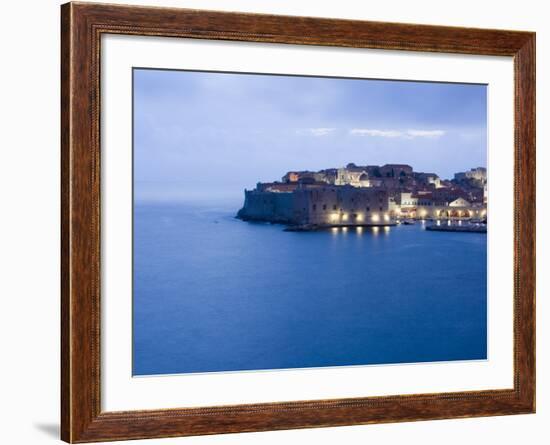 Evening View of Harbour and Waterfront of Dubrovnik Old Town, Dalmatia, Croatia, Adriatic, Europe-Martin Child-Framed Photographic Print