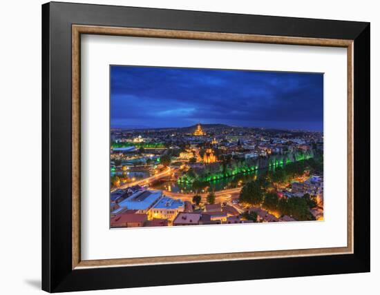 Evening View of Tbilisi from Narikala Fortress, Georgian Country-PrimePhoto-Framed Photographic Print