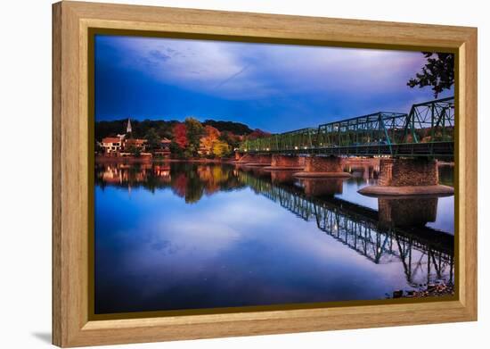 Evening View of the New Hope-Lambertville Bridge, New Hope, Pennsylvania-George Oze-Framed Premier Image Canvas