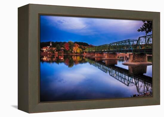 Evening View of the New Hope-Lambertville Bridge, New Hope, Pennsylvania-George Oze-Framed Premier Image Canvas