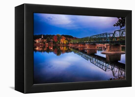 Evening View of the New Hope-Lambertville Bridge, New Hope, Pennsylvania-George Oze-Framed Premier Image Canvas