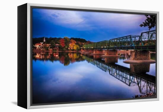 Evening View of the New Hope-Lambertville Bridge, New Hope, Pennsylvania-George Oze-Framed Premier Image Canvas