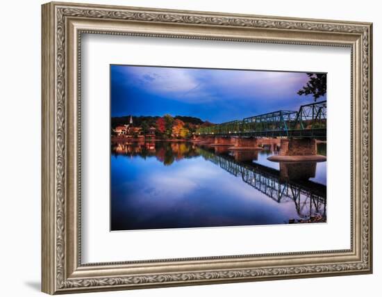 Evening View of the New Hope-Lambertville Bridge, New Hope, Pennsylvania-George Oze-Framed Photographic Print