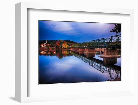 Evening View of the New Hope-Lambertville Bridge, New Hope, Pennsylvania-George Oze-Framed Photographic Print
