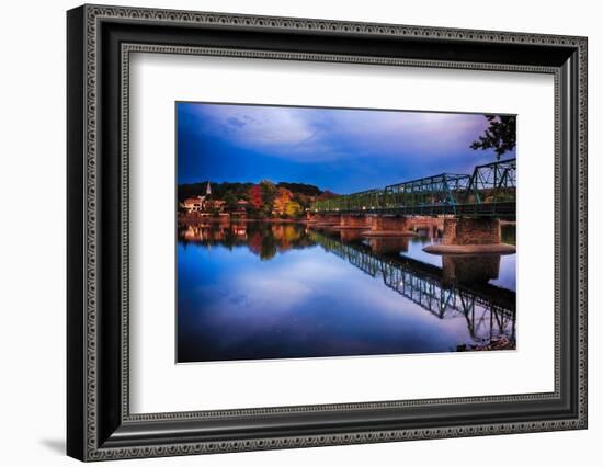 Evening View of the New Hope-Lambertville Bridge, New Hope, Pennsylvania-George Oze-Framed Photographic Print