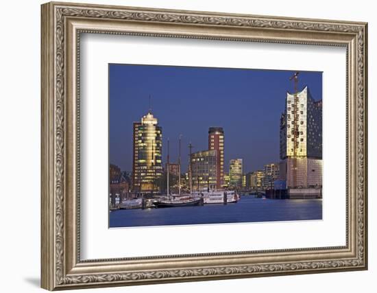 Evening View over the Elbe on Hanse Trade Centre and the Elbphilharmonie-Uwe Steffens-Framed Photographic Print