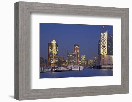 Evening View over the Elbe on Hanse Trade Centre and the Elbphilharmonie-Uwe Steffens-Framed Photographic Print