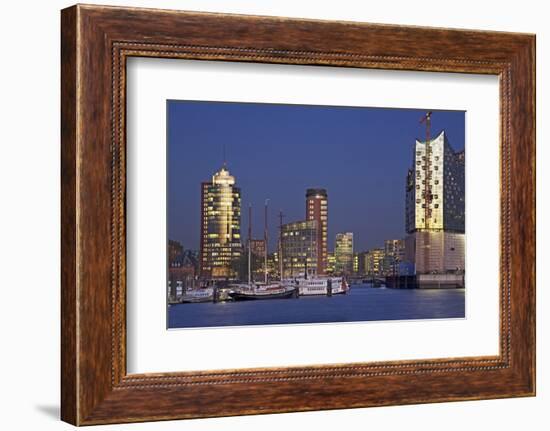 Evening View over the Elbe on Hanse Trade Centre and the Elbphilharmonie-Uwe Steffens-Framed Photographic Print