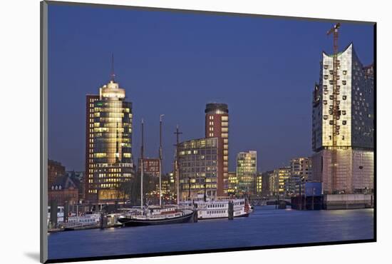 Evening View over the Elbe on Hanse Trade Centre and the Elbphilharmonie-Uwe Steffens-Mounted Photographic Print