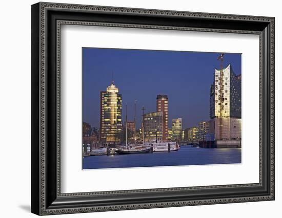 Evening View over the Elbe on Hanse Trade Centre and the Elbphilharmonie-Uwe Steffens-Framed Photographic Print