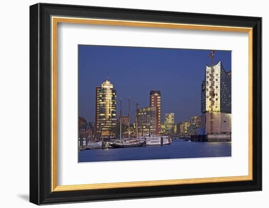 Evening View over the Elbe on Hanse Trade Centre and the Elbphilharmonie-Uwe Steffens-Framed Photographic Print