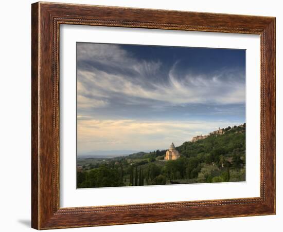 Evening View Towards the Hilltop Town of Montepulciano and the Church of San Biagio, Montepulciano-Lee Frost-Framed Photographic Print