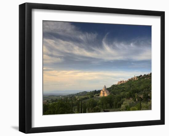 Evening View Towards the Hilltop Town of Montepulciano and the Church of San Biagio, Montepulciano-Lee Frost-Framed Photographic Print