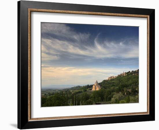 Evening View Towards the Hilltop Town of Montepulciano and the Church of San Biagio, Montepulciano-Lee Frost-Framed Photographic Print