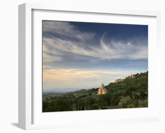 Evening View Towards the Hilltop Town of Montepulciano and the Church of San Biagio, Montepulciano-Lee Frost-Framed Photographic Print