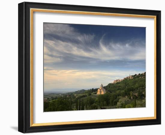 Evening View Towards the Hilltop Town of Montepulciano and the Church of San Biagio, Montepulciano-Lee Frost-Framed Photographic Print