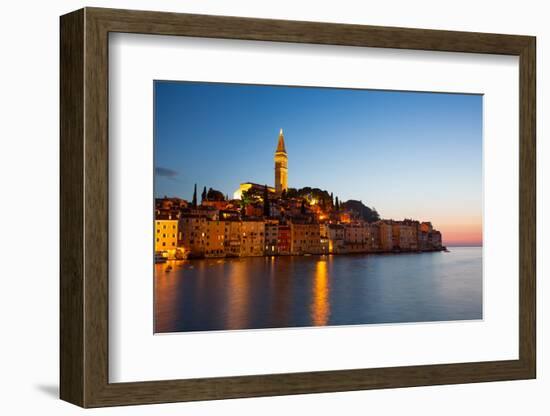 Evening, Waterfront and Tower of Church of St. Euphemia, Old Town, Rovinj, Croatia, Europe-Richard Maschmeyer-Framed Photographic Print