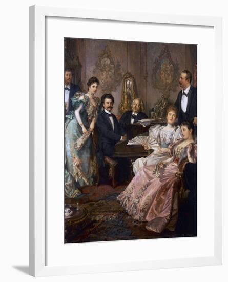 Evening with Johann Strauss, 1894, Painting by Franz Von Bayros-null-Framed Giclee Print