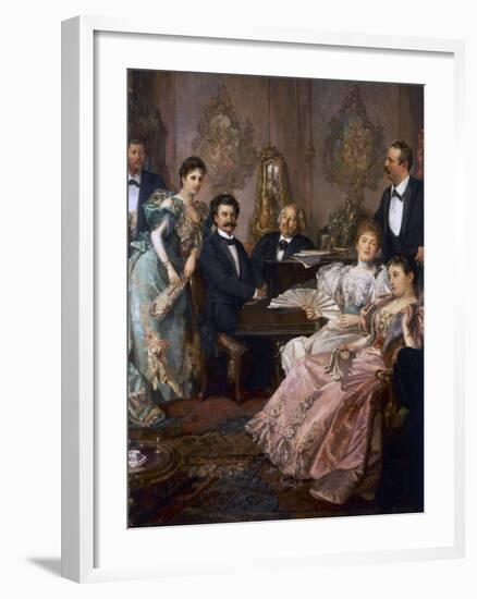 Evening with Johann Strauss, 1894, Painting by Franz Von Bayros-null-Framed Giclee Print