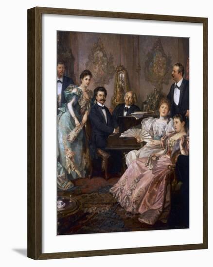 Evening with Johann Strauss, 1894, Painting by Franz Von Bayros-null-Framed Giclee Print