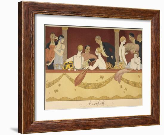 Eventails People enjoying an evening at the theatre-Georges Barbier-Framed Giclee Print