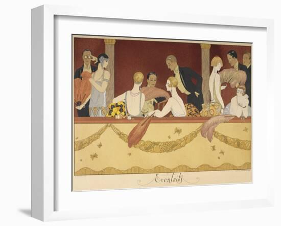 Eventails People enjoying an evening at the theatre-Georges Barbier-Framed Giclee Print