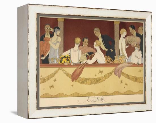 Eventails People enjoying an evening at the theatre-Georges Barbier-Framed Premier Image Canvas