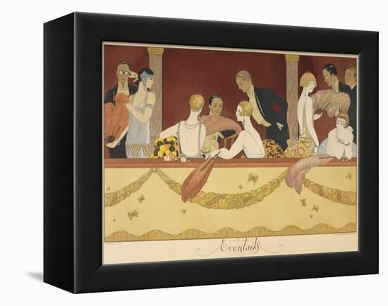 Eventails People enjoying an evening at the theatre-Georges Barbier-Framed Premier Image Canvas