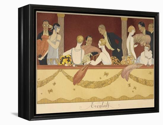 Eventails People enjoying an evening at the theatre-Georges Barbier-Framed Premier Image Canvas