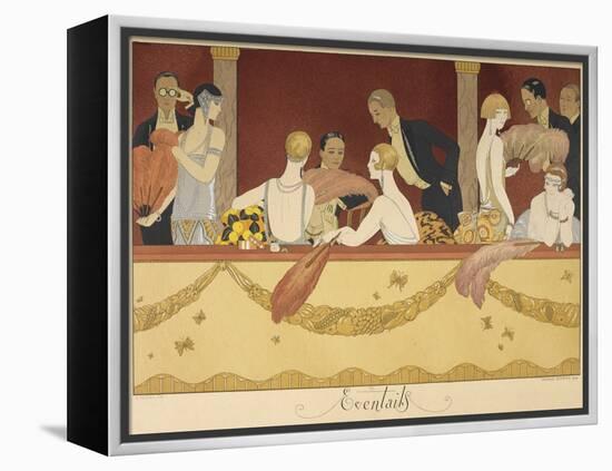 Eventails People enjoying an evening at the theatre-Georges Barbier-Framed Premier Image Canvas