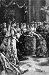 Queen Victoria Greets Guests in a Drawing-Room in Buckingham Palace, Late 19th Century-Everard Hopkins-Mounted Giclee Print