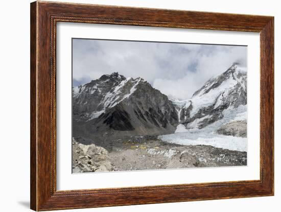 Everest Base Camp (5350m), scattering of tents at back of Khumbu glacier, Khumbu, Nepal, Himalayas-Alex Treadway-Framed Photographic Print